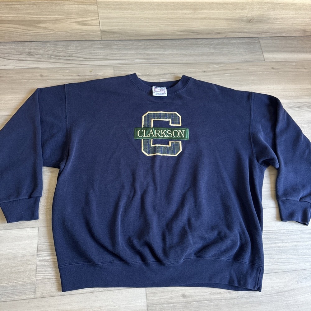 Vintage 90's Crable Sportswear Clarkson Sweatshirt XXL Made In USA Navy Blue